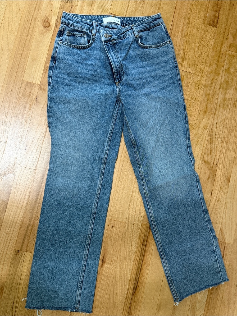 ZARA Women’s Asymmetrical-Waist Straight Jeans